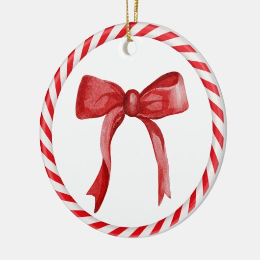 Red Bow Candy Cane Schattige Uniek Kerstboom Gift Keramisch Ornament (Links)
