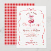 Red Bow Cherry op de eerste verjaardag van Top Gir Kaart (Voorkant / Achterkant)