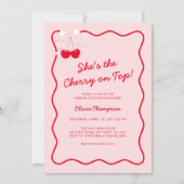 Red Bow Cherry op het hoogste Vrijgezellenfeest Kaart (Voorkant)