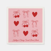 Red Bow Cherry Sweet Bachelorette Party Servetten (Voorkant)
