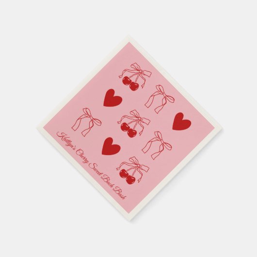 Red Bow Cherry Sweet Bachelorette Party Servetten (Hoek)
