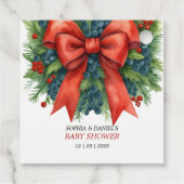 Red Bow Christmas Baby Shower Bedankjes Labels (Achterkant)