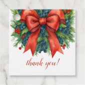 Red Bow Christmas Baby Shower Bedankjes Labels (Voorkant)