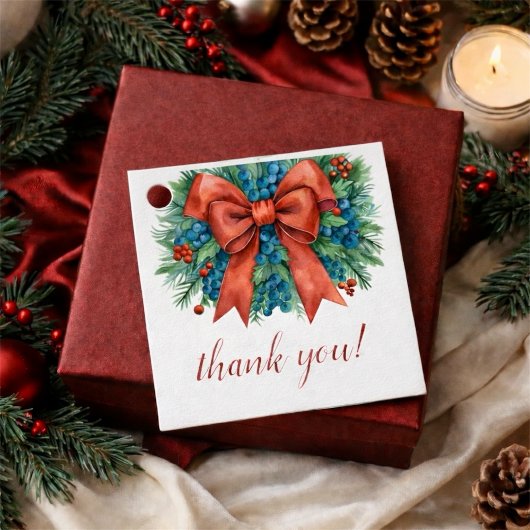 Red Bow Christmas Baby Shower Bedankjes Labels