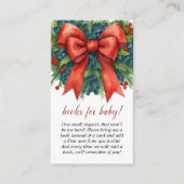 Red Bow Christmas Baby Shower Books For Baby Informatiekaartje (Voorkant)
