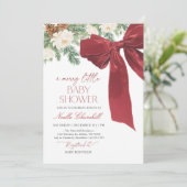 Red Bow Christmas Baby shower Kaart (Staand voorkant)