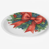 Red Bow Christmas Baby Shower Papieren Bordje (Gekanteld)