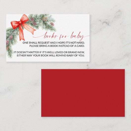 Red Bow Christmas Book for Baby Enclosure Card Informatiekaartje (Voorkant / Achterkant)