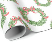 Red Bow Christmas Boxwood Krans Cadeaupapier (Rol Hoek)