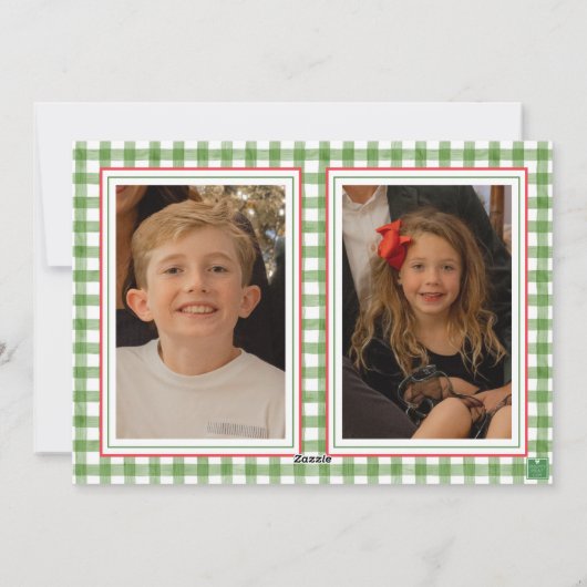 Red Bow Christmas Boxwood Krans Foto Feestdagenkaart (Achterkant)