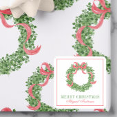 Red Bow Christmas Boxwood Krans Vierkante Sticker