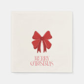 Red Bow Christmas Cocktail Napkins | Holiday Party Servet (Voorkant)