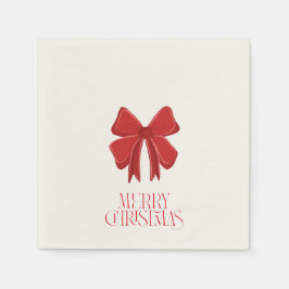 Red Bow Christmas Cocktail Napkins | Holiday Party Servet