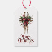 Red Bow Christmas Cross Cadeaulabel (Voorkant)