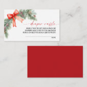 Red Bow Christmas Diaper Raffle Informatiekaartje (Voorkant / Achterkant)