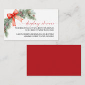 Red Bow Christmas Display Shower Informatiekaartje (Voorkant / Achterkant)