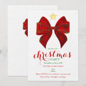 Red Bow Christmas Friendsmas Xmas Work Cocktail Kaart (Voorkant / Achterkant)