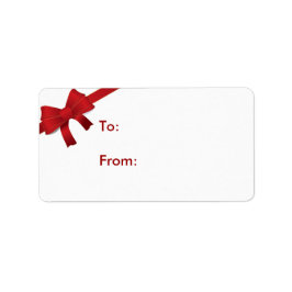 Red Bow Christmas Gift Label
