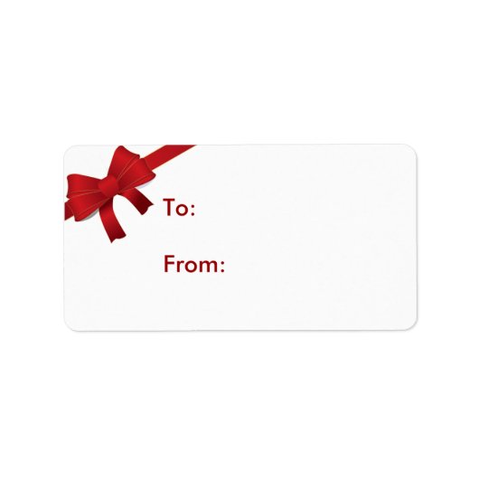 Red Bow Christmas Gift Label (Voorkant)