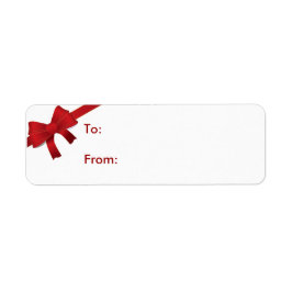Red Bow Christmas Gift Label