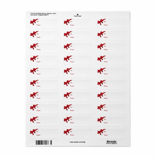 Red Bow Christmas Gift Label (Full Sheet)