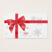 Red Bow Christmas Gift Label Visitekaartje (Voorkant)