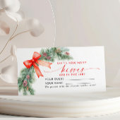 Red Bow Christmas Hoeveel Kusses Shower Game Kaart Plaatskaartje