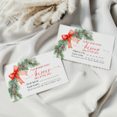 Red Bow Christmas Hoeveel Kusses Shower Game Kaart Plaatskaartje