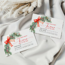 Red Bow Christmas Hoeveel Kusses Shower Game Kaart