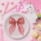 Red Bow Christmas Paper Plates Papieren Bordje (Feest)