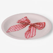 Red Bow Christmas Paper Plates Papieren Bordje (Gekanteld)
