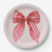 Red Bow Christmas Paper Plates Papieren Bordje (Voorkant)