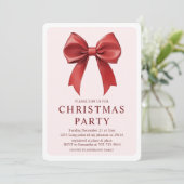 Red Bow Christmas Party | Elegant Festive Kaart (Staand voorkant)