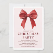 Red Bow Christmas Party | Elegant Festive Kaart (Voorkant)
