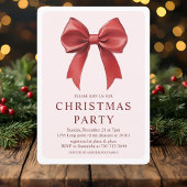 Red Bow Christmas Party | Elegant Festive Kaart