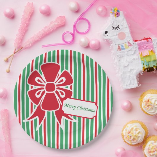 Red Bow Christmas Party Papieren Borden Papieren Bordje (Feest)