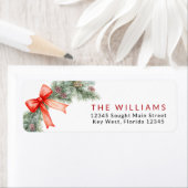 Red Bow Christmas Retour Adreslabels Etiket (Insitu)