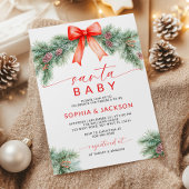 Red Bow Christmas Santa Baby shower Invitation Kaart