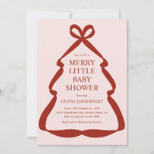 Red Bow Christmas Tree Merry Little Baby Shower Kaart (Voorkant)