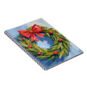 Red Bow Christmas Wreath | Watercolor Notitieboek (Rechterzijde)