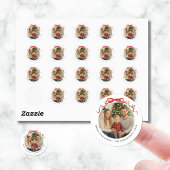 Red Bow Circle Christmas Photo Ronde Sticker