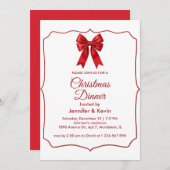 Red Bow Classic Traditioneel Kerstdiner Feestdagenkaart (Voorkant / Achterkant)