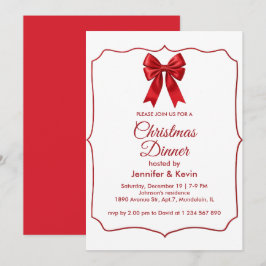 Red Bow Classic Traditioneel Kerstdiner Feestdagenkaart