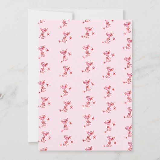 Red Bow Cocktail Galentine's Day Kaart (Achterkant)