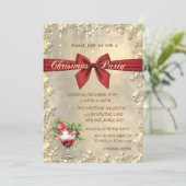 Red Bow Cocktail Poinsettia Christmas Corporated Kaart (Staand voorkant)