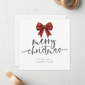 Red Bow Company QR logo Merry Christmas Square Notitiekaartje (Voorkant / Achterkant in situ)