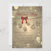 Red Bow, Confetti, Balls Company Kerstparty Kaart (Voorkant)