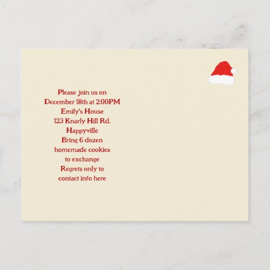 Red Bow Cookie Swap Party Uitnodigingen (Achterkant)