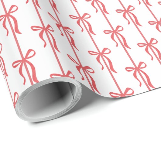Red Bow | Coquette Christmas Cadeaupapier (Rol Hoek)