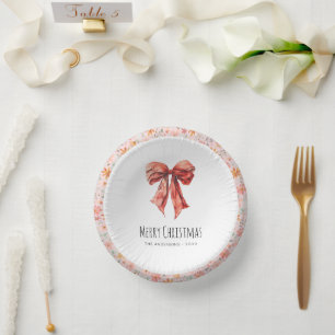Red Bow Coquette Elegant Bloemen Kerstmis Papieren Kommen